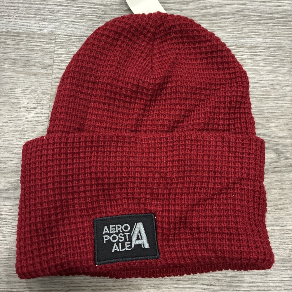 Red Aeropostale Cuffed Knit Beanie Hat Adults Size OS New